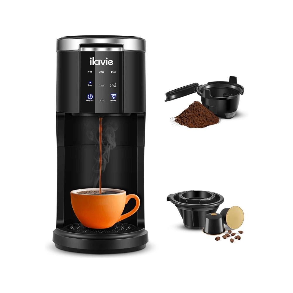ILAVIE Single Serve Coffee Maker for K Cup Ground Coffee K7